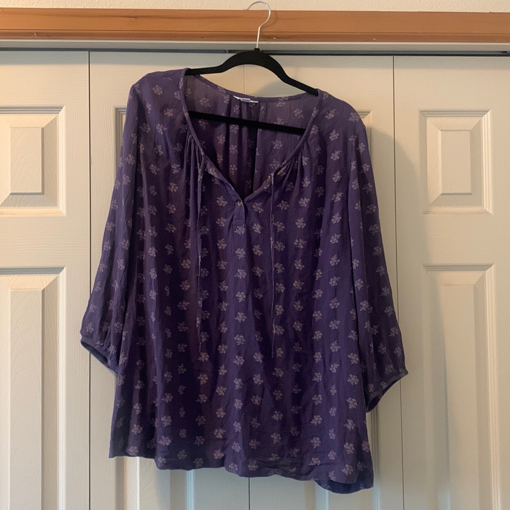 Sonoma brand. Purple 3/4 length sleeve blouse.